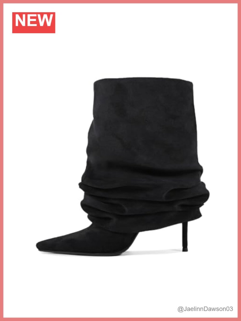 Slouchy Ankle Boots Pointed Toe Stiletto Heel Pull-On Suede Boots Women